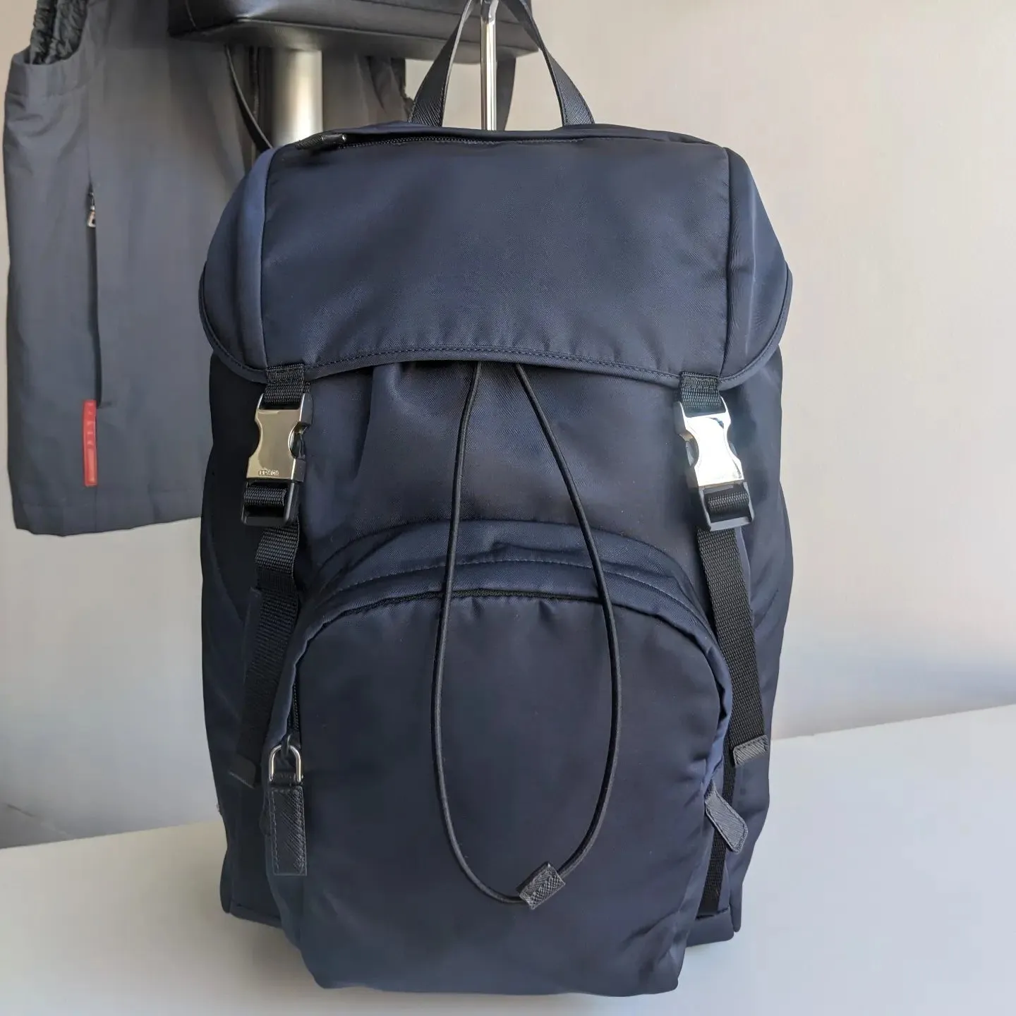 Prada Navy Nylon Double Medium Backpack