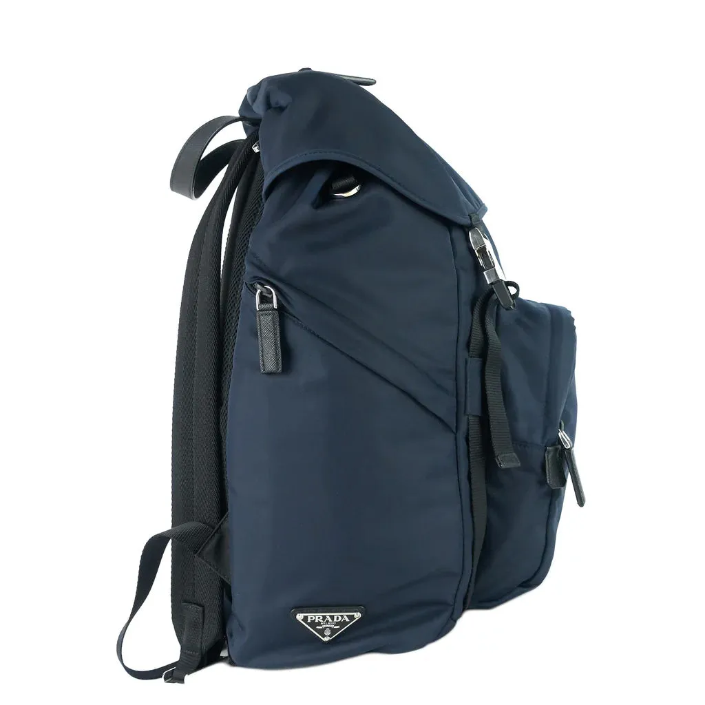 Prada Navy Nylon Double Medium Backpack