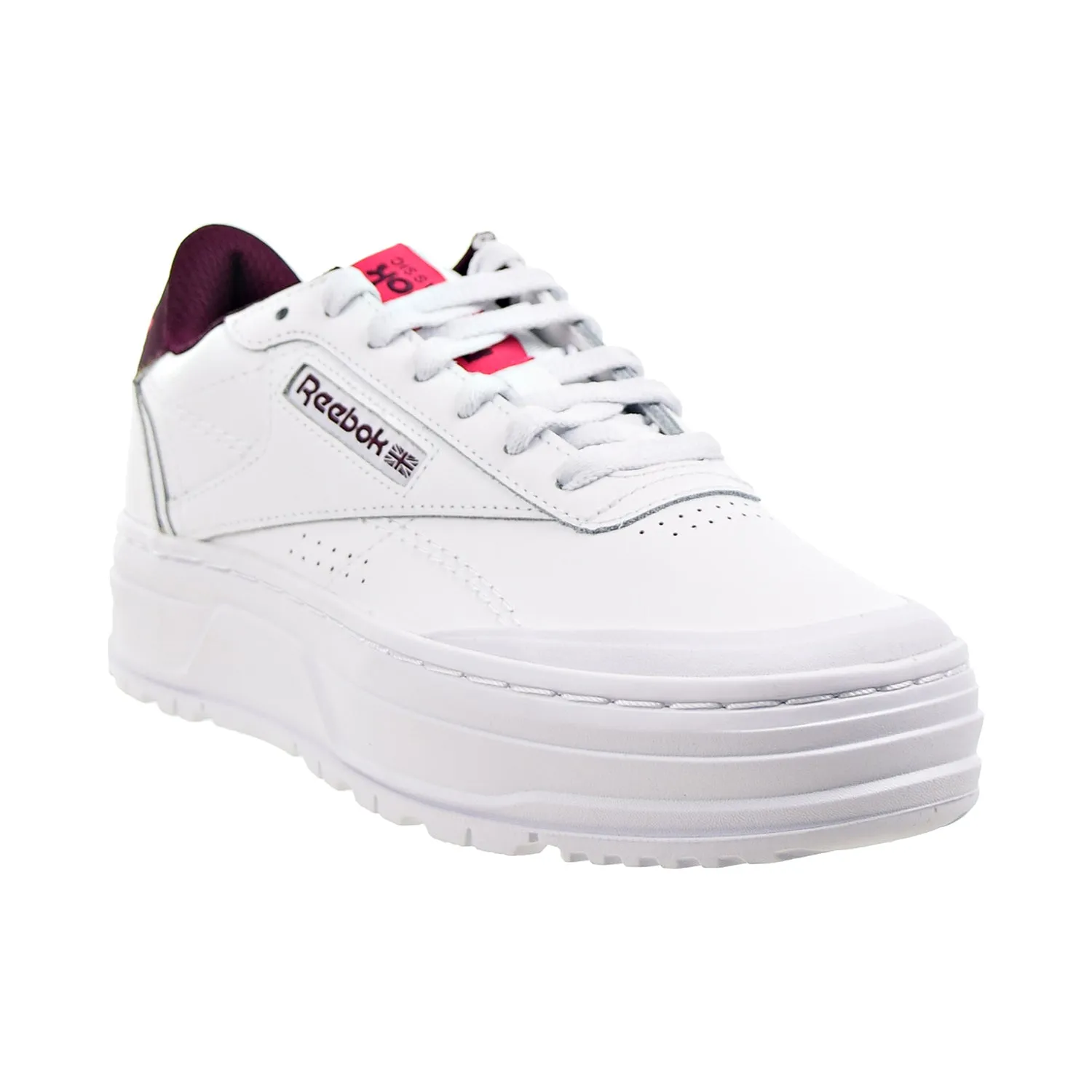 Reebok Club C Double GEO Women's Shoes Cloud White-Pursuit Pink-Maroon