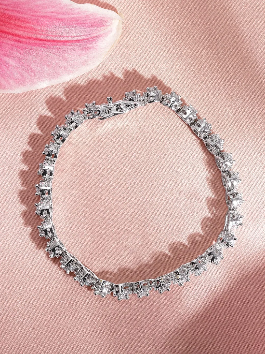 Rubans Rhodium Plated Crystal Zirconia Chic Demi-Fine Tennis Bracelet