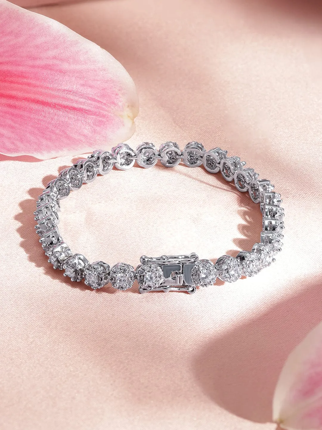 Rubans Rhodium Plated Crystal Zirconia Chic Demi-Fine Tennis Bracelet