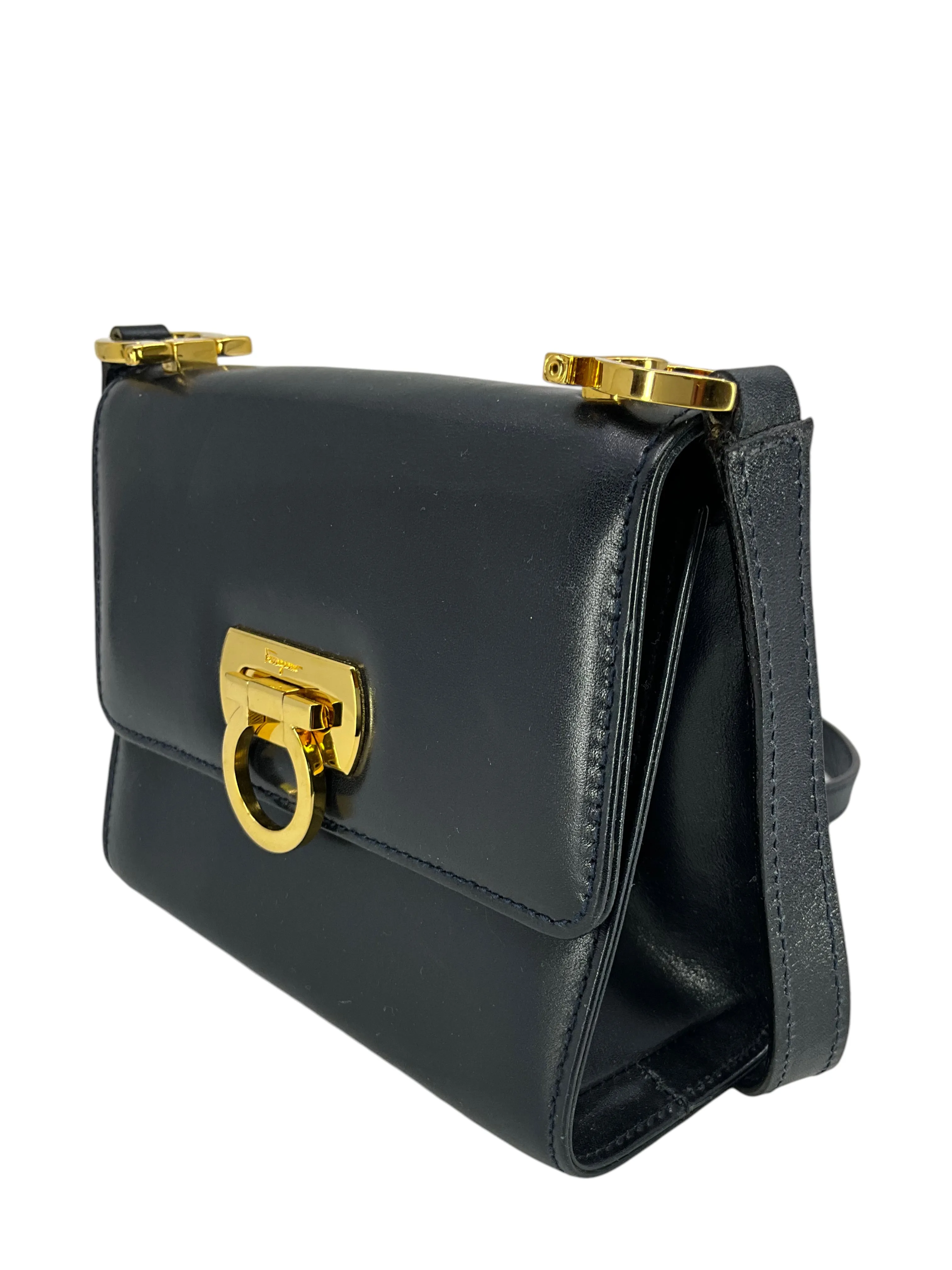 Salvatore Ferragamo Vintage Gancini Leather Flap Crossbody Bag