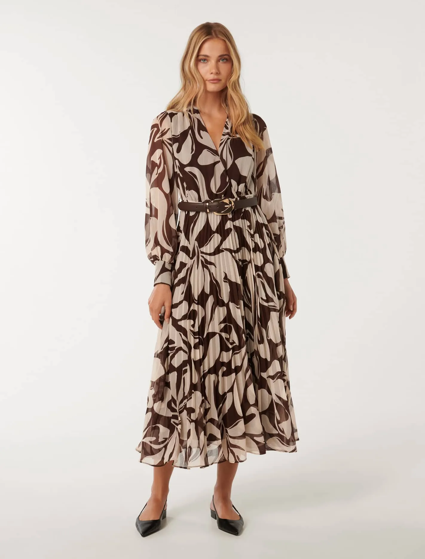 Saskia Pleat Wrap Midi Dress