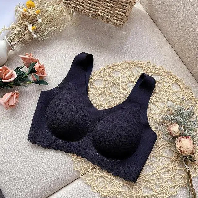 Seamless Soft Lace Bra Women Natural Latex Bra