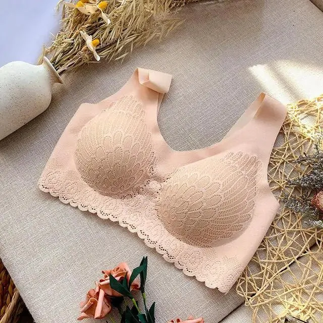 Seamless Soft Lace Bra Women Natural Latex Bra