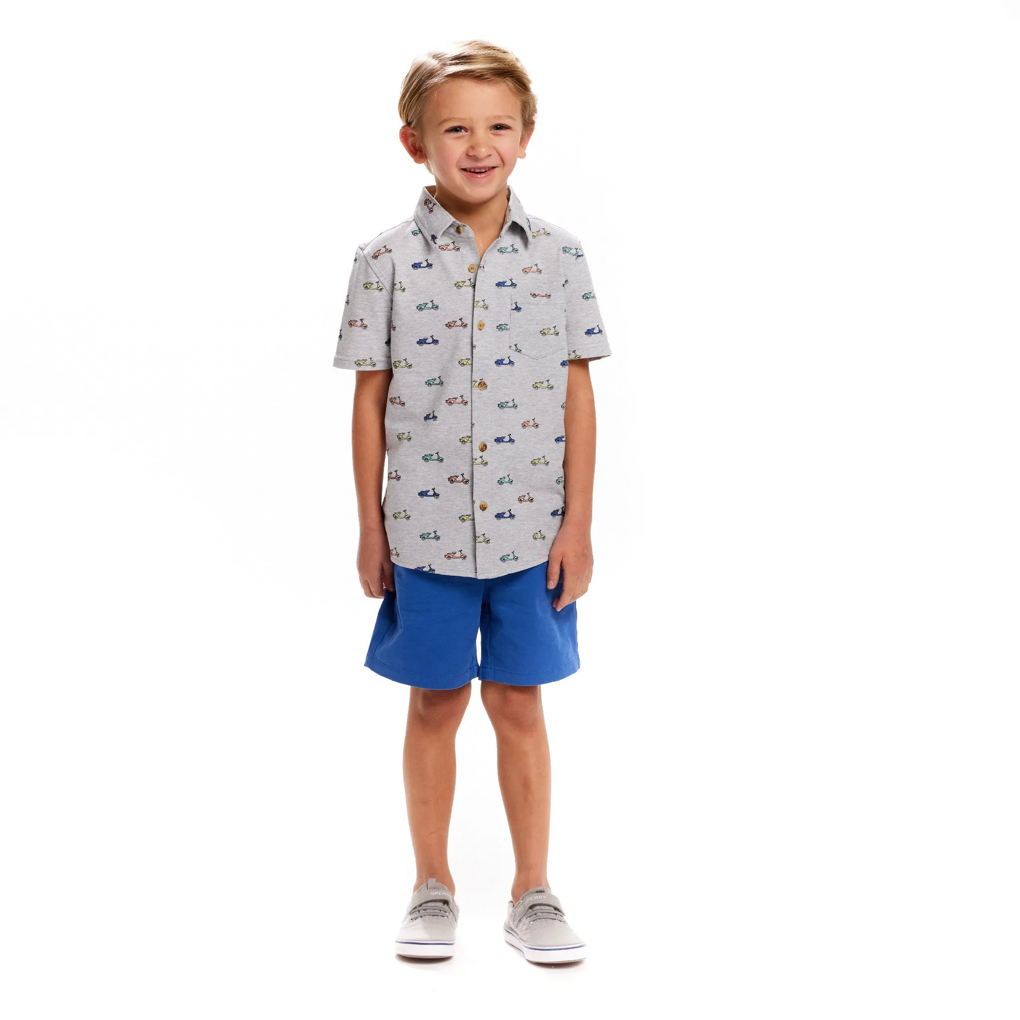 Short Sleeve Knit Buttondown and Shorts Set | Scooters