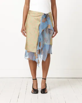 Silk Wrap Skirt in Peach