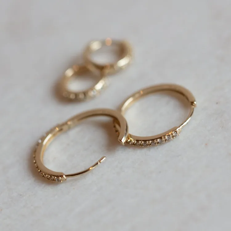 Solid Gold Diamond Hoops