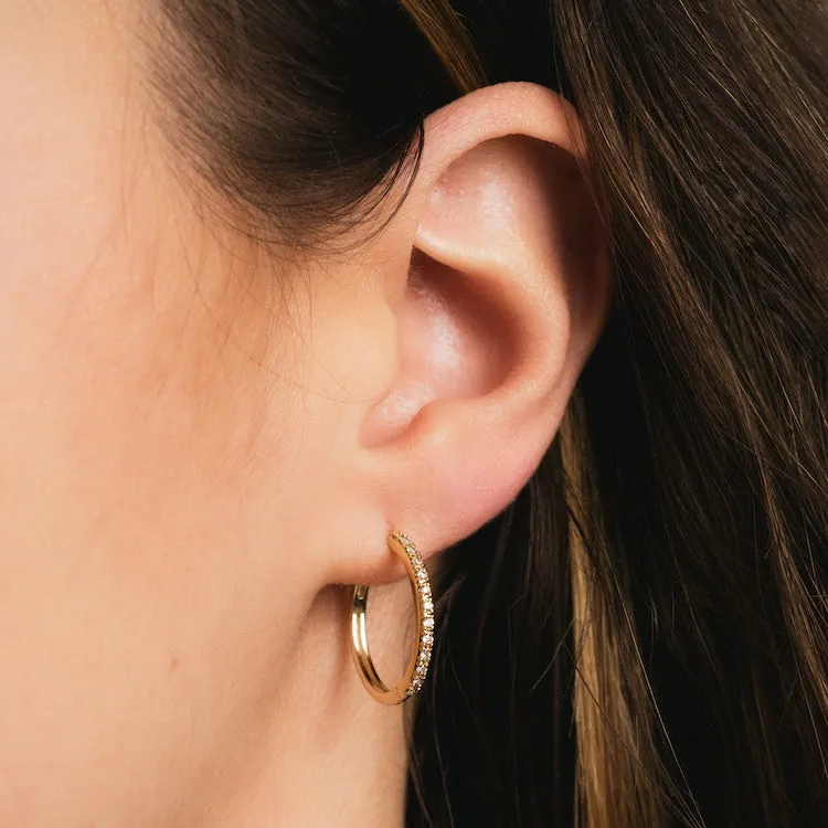 Solid Gold Diamond Hoops