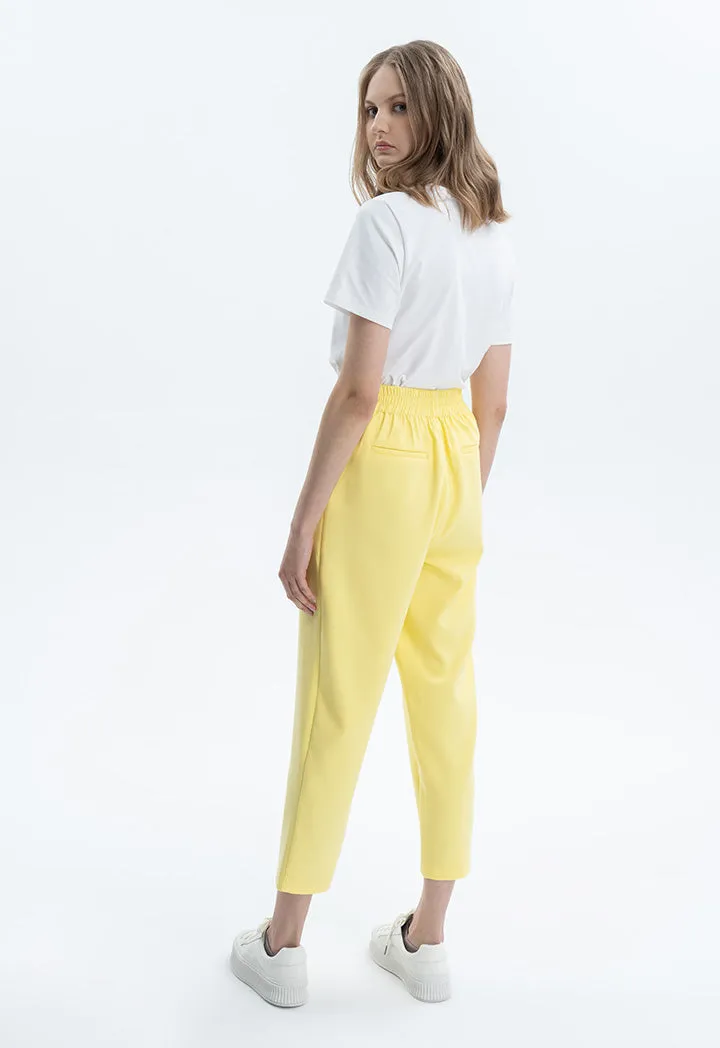 Solid Mid-Rise Pants with Pockets