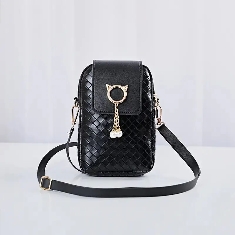 Spring Summer Mini Cross-body Mobile Phone Shoulder Bag Woven Pearl Tassel Cover-style Female Bag Shoulder Diagonal Bag S2599229