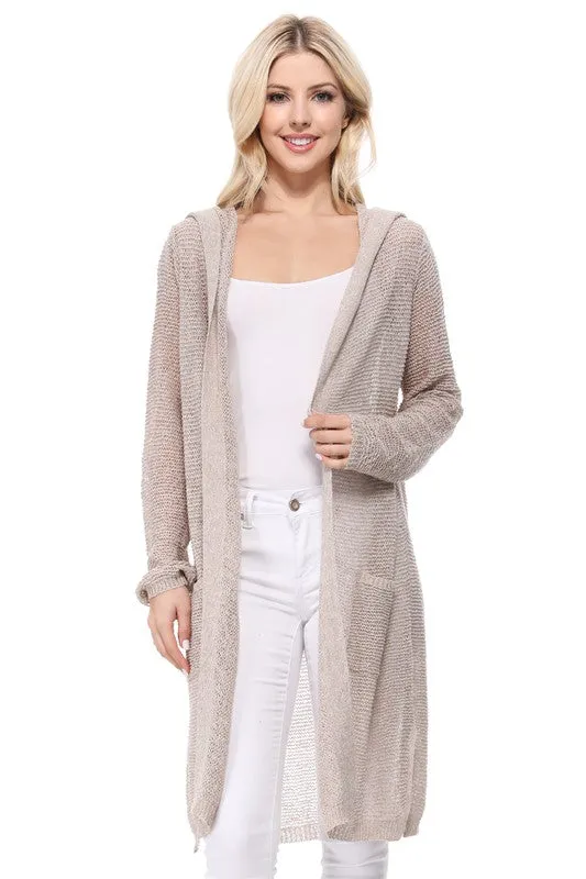 Summer Cool Open Front Hoodie Long Cardigan