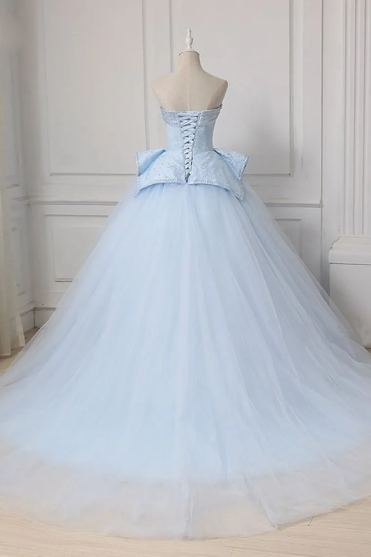 Sweetheart Ball Gown Beading Tulle Prom Dress Court Train Quinceanera STKP5FLTMDC