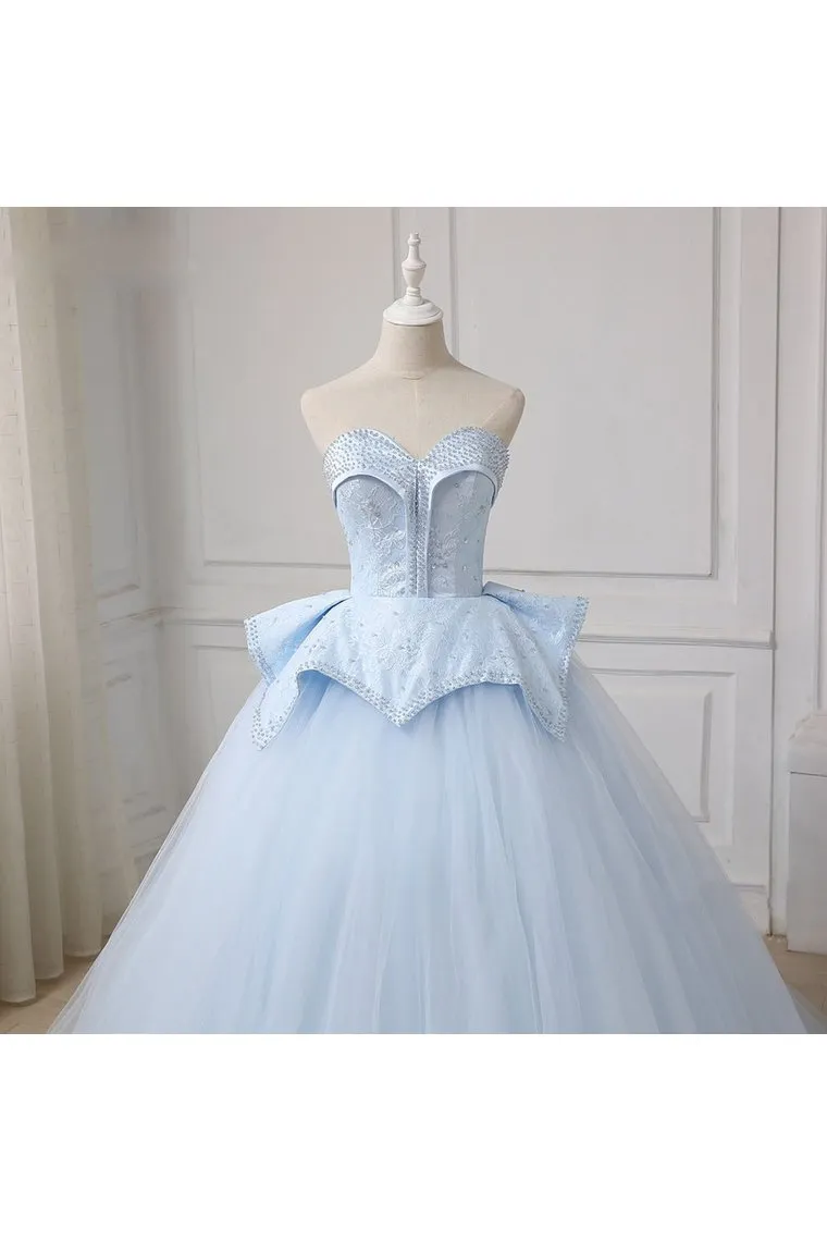 Sweetheart Ball Gown Beading Tulle Prom Dress Court Train Quinceanera STKP5FLTMDC