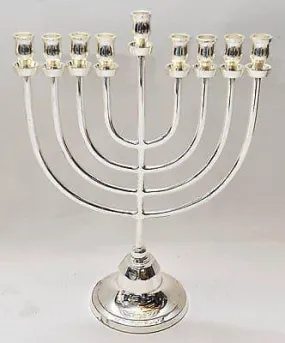 Temple Menorah Hanukkiah Silver Plated Candle Holder from Jerusalem