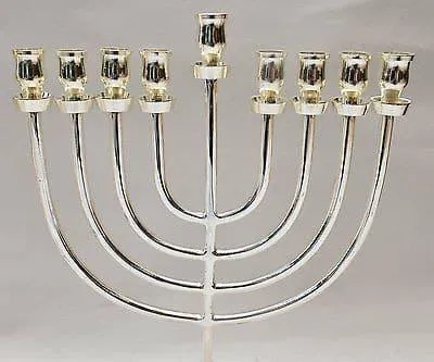 Temple Menorah Hanukkiah Silver Plated Candle Holder from Jerusalem