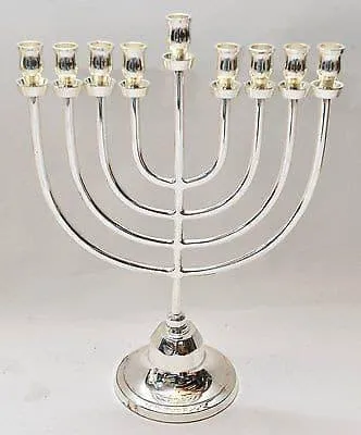 Temple Menorah Hanukkiah Silver Plated Candle Holder from Jerusalem