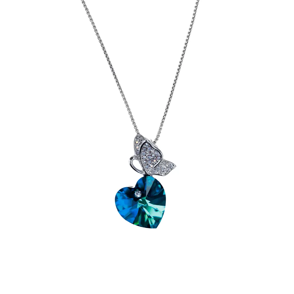 The Butterfly Sapphire crystal heart necklace