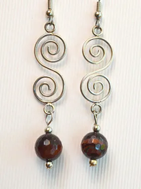 Tigereye Earrings with Swirl