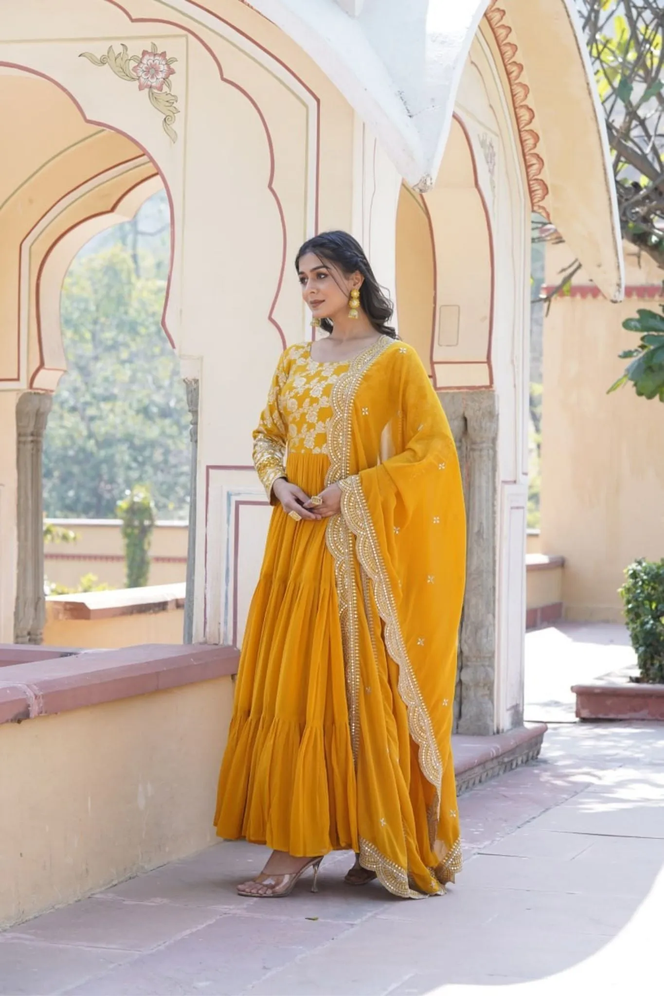 Traditional Elegance Anarkali Gown And Dupatta Set