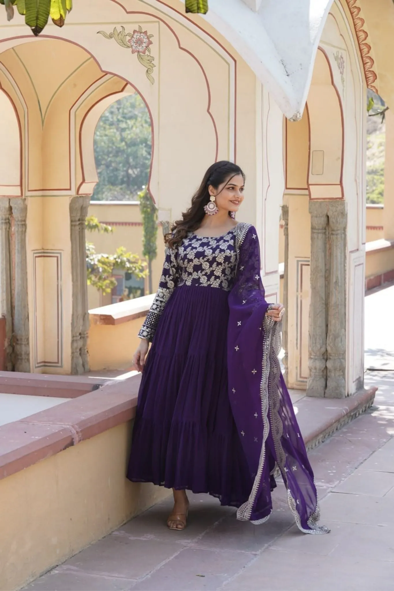 Traditional Elegance Anarkali Gown And Dupatta Set