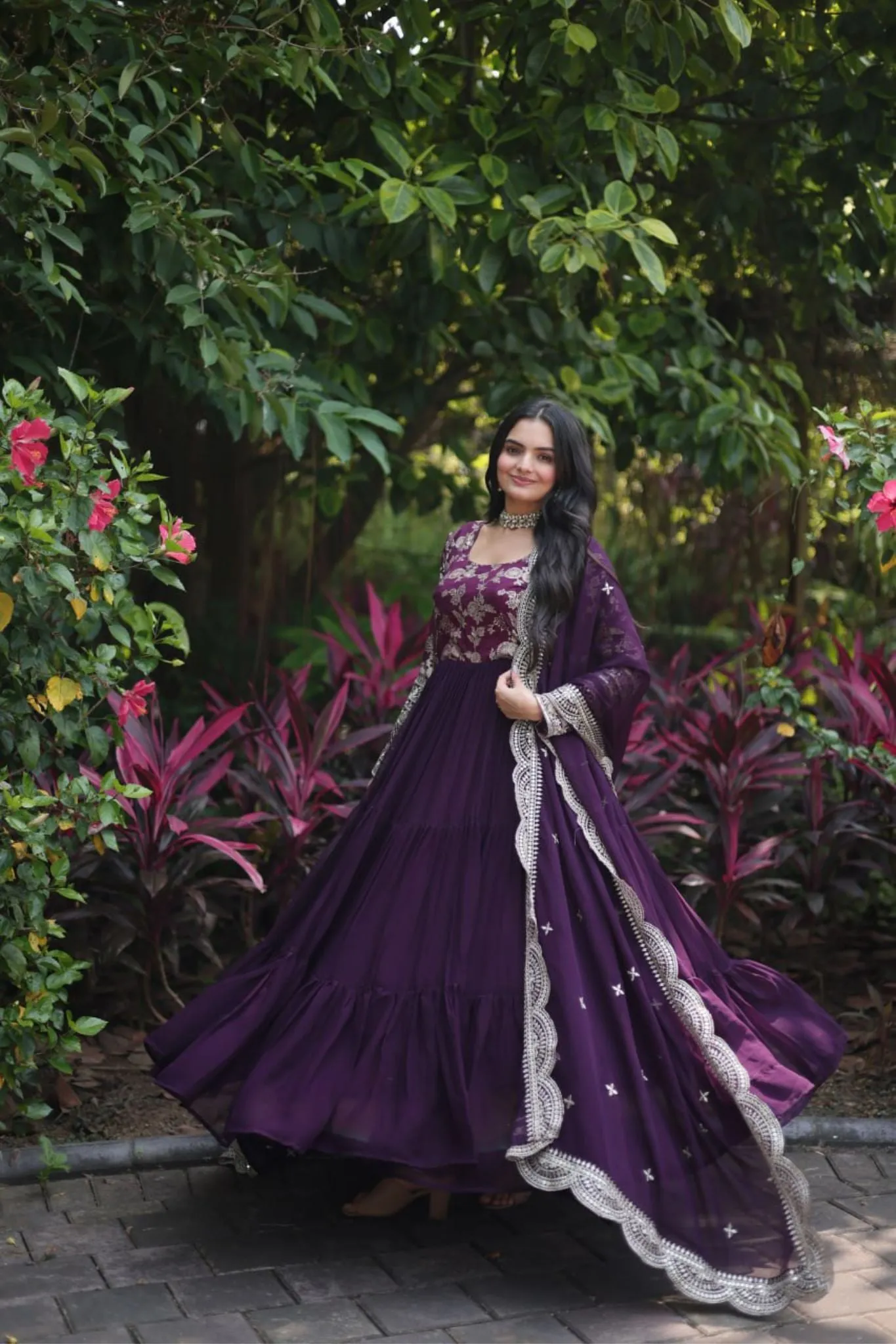 Traditional Elegance Anarkali Gown And Dupatta Set