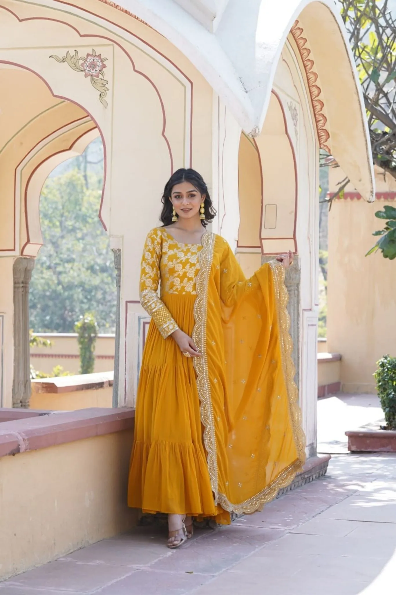 Traditional Elegance Anarkali Gown And Dupatta Set