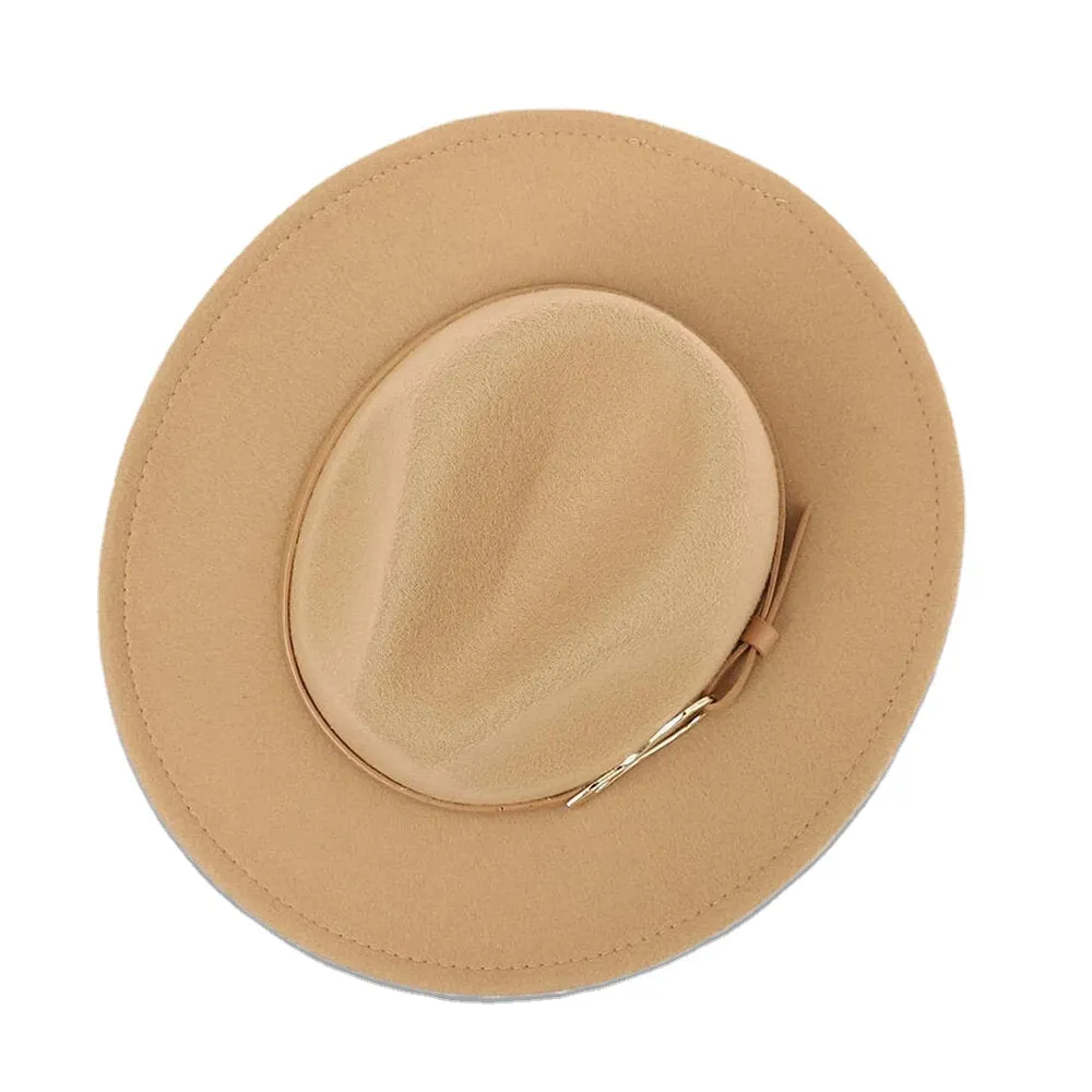 Unisex Wide Brim Iron Ring Belt Deco Top Hat Outdoor All-match Sunshade Suncreen Hat