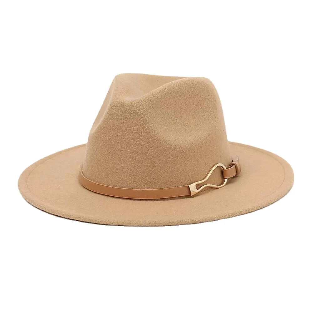 Unisex Wide Brim Iron Ring Belt Deco Top Hat Outdoor All-match Sunshade Suncreen Hat