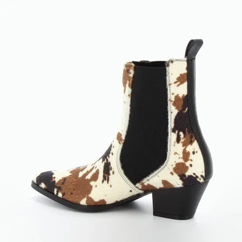 'Vanessa Wu' Cow Print Cowboy Ankle Boots