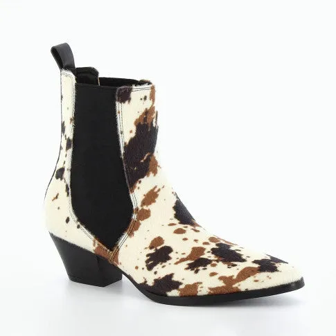 'Vanessa Wu' Cow Print Cowboy Ankle Boots