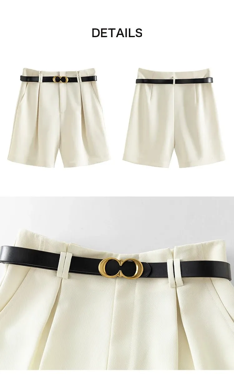 Vestes Novas Casual White High Waist Shorts