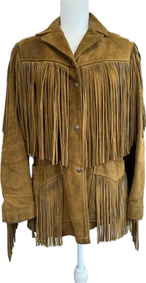 Vintage Schott Rancher Brown Fringe Suede Leather Coat, 12