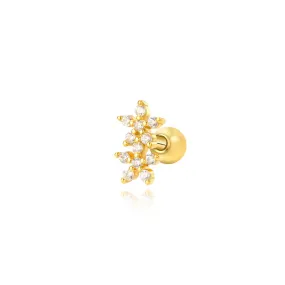 White CZ Dou Blooming Flower Earring