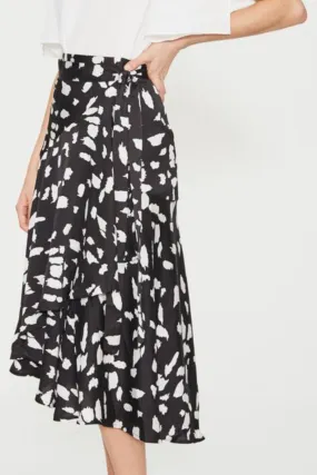 Wild Cat Wrap Black Midi Skirt