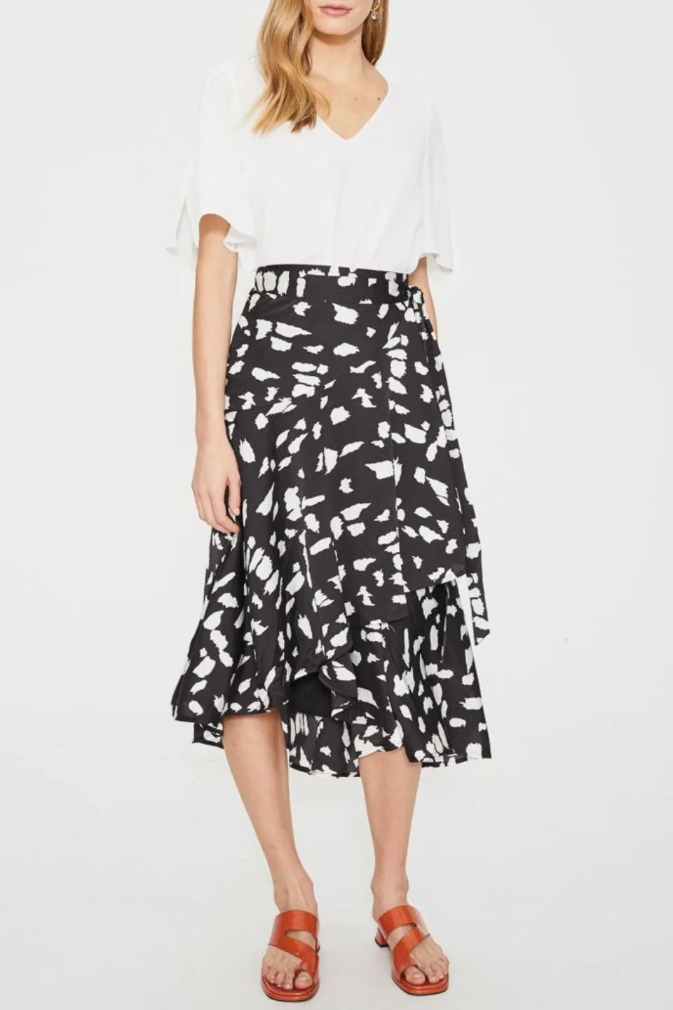 Wild Cat Wrap Black Midi Skirt