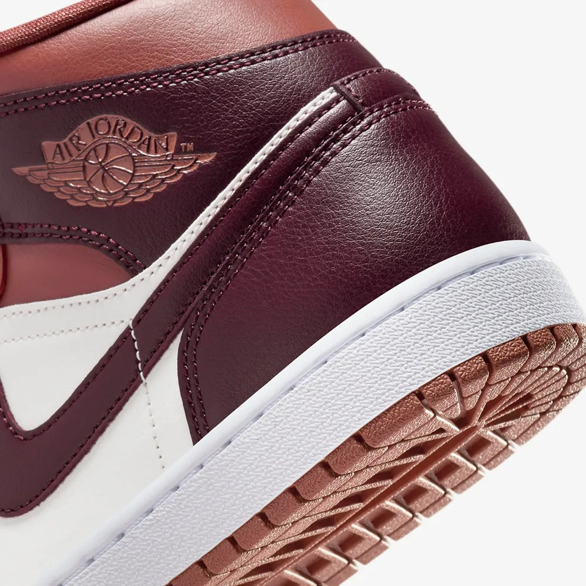 WMN'S AIR JORDAN 1 MID 'DUSTY PEACH/NIGHT MAROON-SAIL-WHITE'