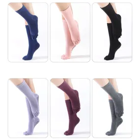 Women's Mid-length Combed Cotton Five-finger Breathable Sweat-absorbing Yoga Socks Non-slip Floor Socks